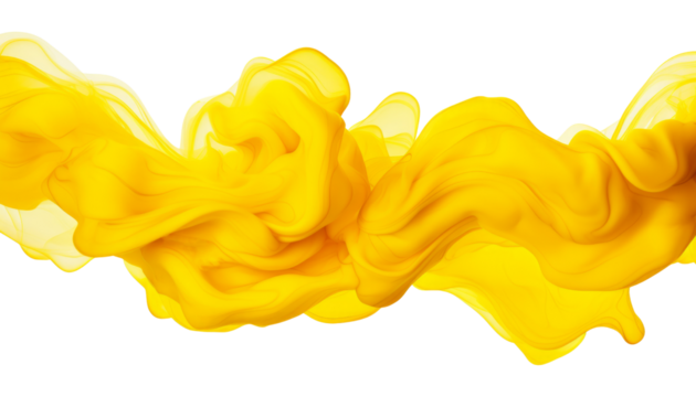 yellow abstract smoke isolated on transparent background cutout