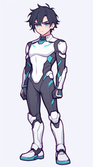 Stylish Anime Boy in Futuristic Armor
