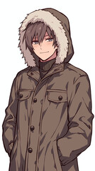 Stylish Anime Boy in a Winter Jacket
