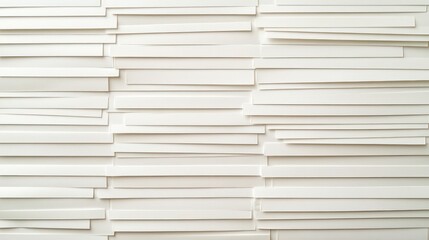 Abstract white wall with horizontal, rectangular, textured, 3D design.