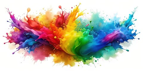 Fototapeta premium A vibrant spectrum of colors explodes in a burst of liquid paint, creating a dynamic and captivating visual experience.