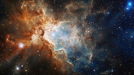 Obraz premium Abstract Space Scene with Stars, Nebulae, and Galactic Elements in a Vast and Mysterious Cosmic Environment