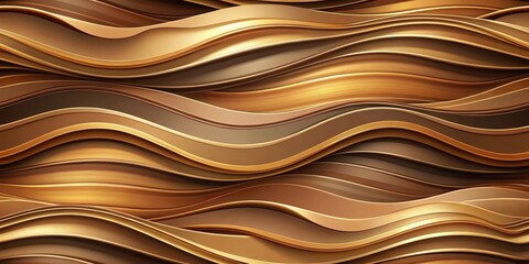 Obraz premium Abstract Golden and Brown Wavy Pattern A Seamless Illustration of Curving Lines in Rich Tones