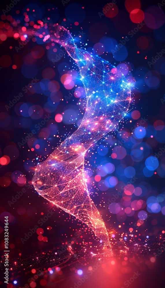 Poster a vibrant swirl of colorful lights creates an ethereal effect against a dark background. sparkling d