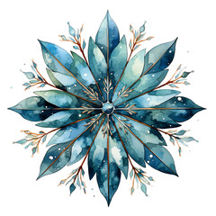 Snowflakes water color illustration with elegant blue color