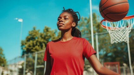 Empowering Athlete in Action: Celebrating the Spirit of Youth Basketball on a Sunny Court
