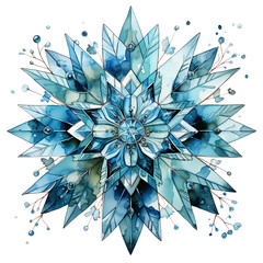 Snowflakes water color illustration with elegant blue color