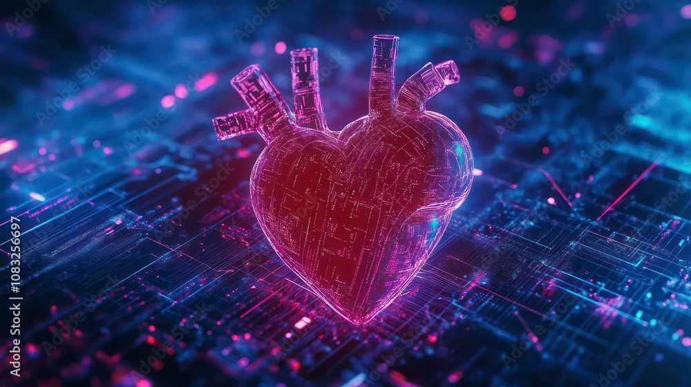 Poster monitoring with chip capsule artificial intelligence of heart health and pulse management. concept a