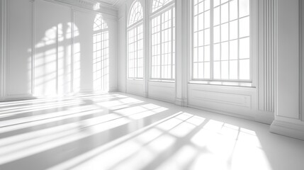 Obraz premium Natural light streaming through elegant windows modern interior architectural photography bright space minimalist design