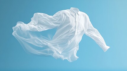 Fototapeta premium Flowing white shirt in motion studio fashion photography minimalist close-up ethereal design