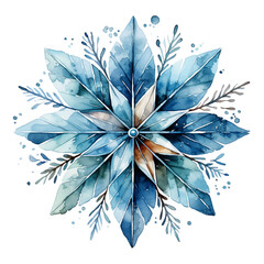 Snowflakes water color illustration with elegant blue color