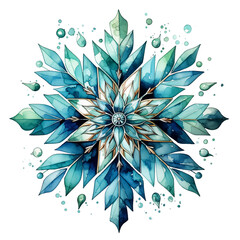 Snowflakes water color illustration with elegant blue color