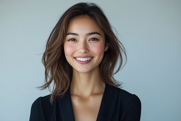 Obraz premium Portraits of Asian women in simple casual attire, standing against plain white background, wear minimal makeup display natural expressions, emphasizing modern, everyday style.