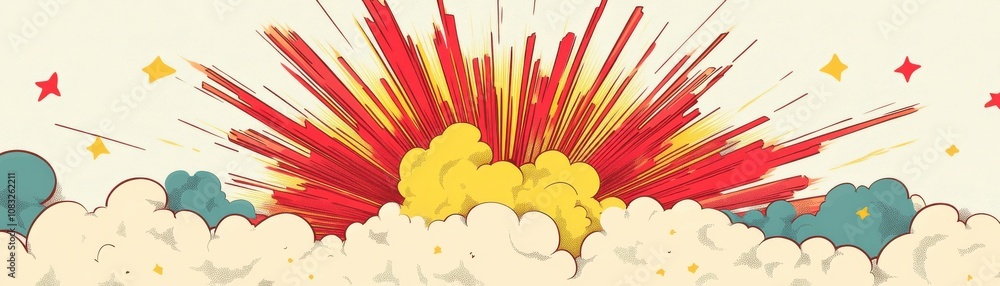 Poster colorful explosion graphic suitable for dynamic projects and designs.