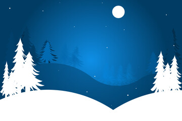 Fototapeta premium Happy Winter - silhouette winter background, Happy holidays, merry Christmas