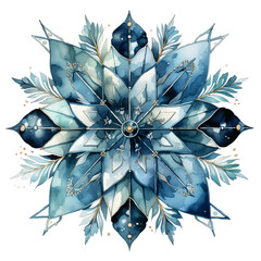 Snowflakes water color illustration with elegant blue color