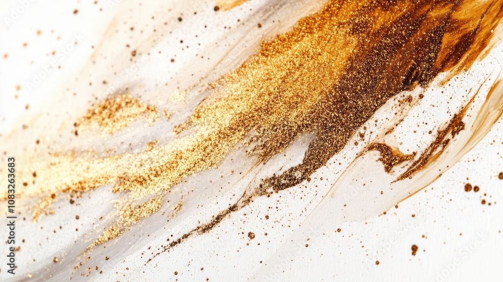 Aufkleber abstract gold dust and glitter texture on a white background, creating a dynamic and elegant design 