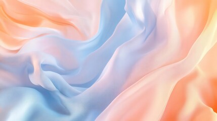 Obraz premium Soft pastel gradient in shades of sky blue blending into light peach, with a faint, flowing fabric-like texture for an added soft touch,