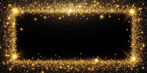 Obraz premium A golden sparkle border on a black background creates a stunning frame for special moments and celebratory events.
