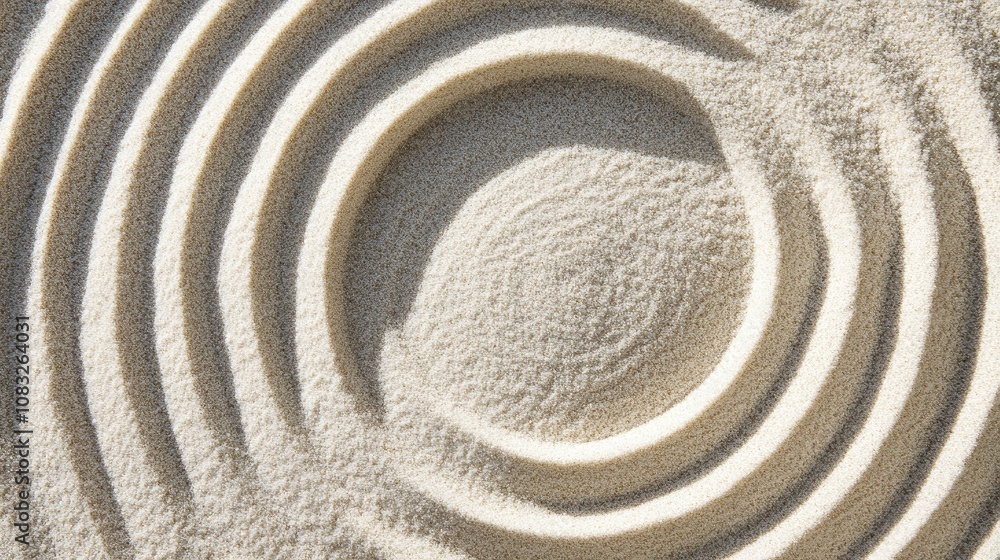 Poster intricate patterns of rippling sand in calm zen garden creating a peaceful and harmonious atmosphere