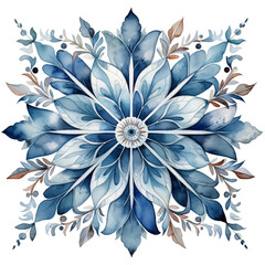 Snowflakes water color illustration with elegant blue color