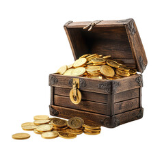 Treasure chest overflowing with gold coins