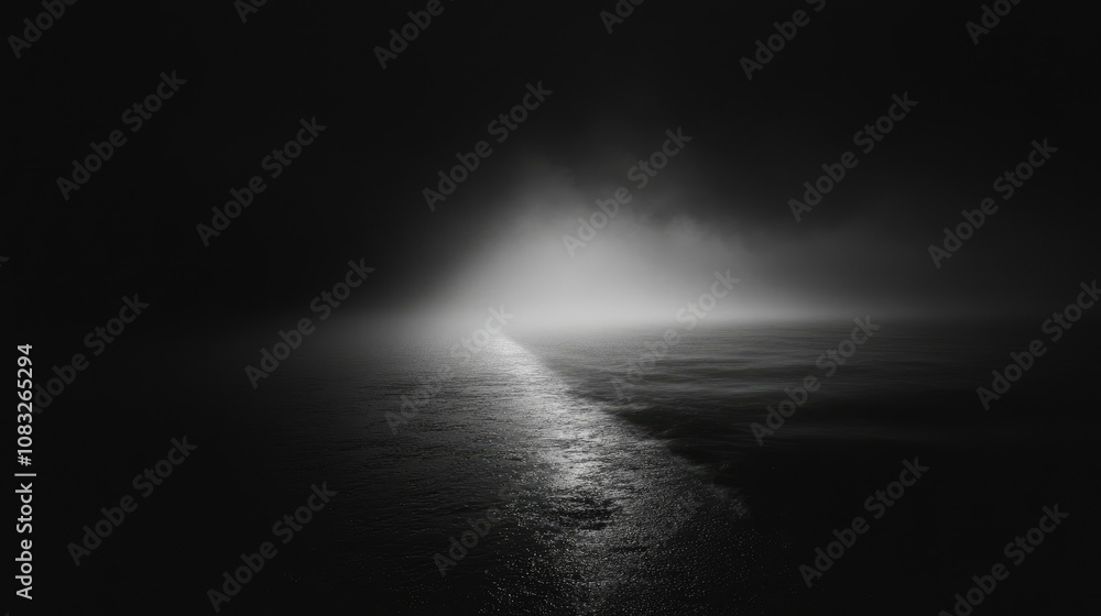 Aufkleber dark and mysterious seascape with fog and minimal light capturing the essence of tranquility and the