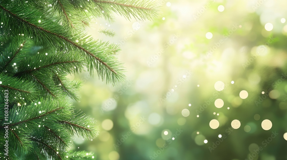 Poster soft focus pine branch with bokeh background