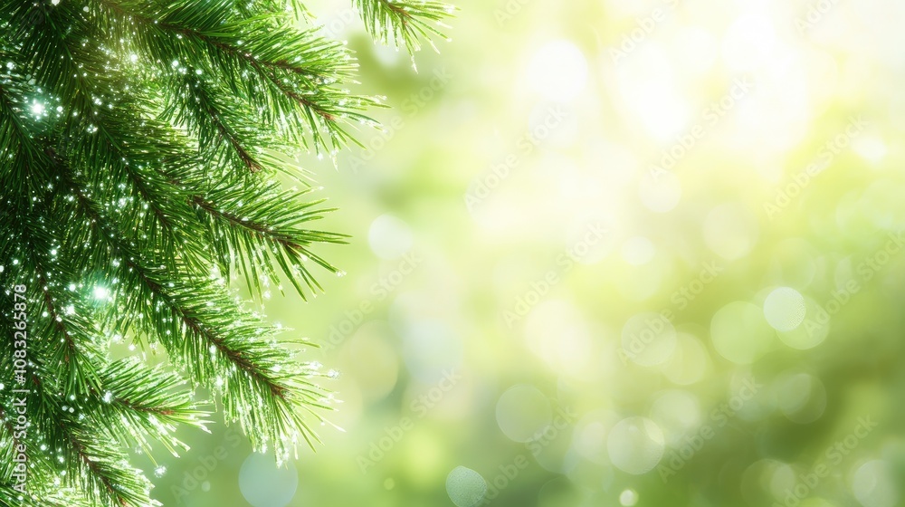 Aufkleber sparkling evergreen branch with soft background light