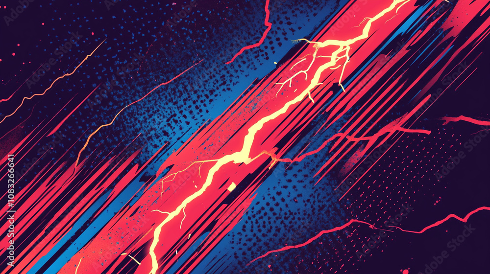 Poster abstract lightning bolt design with vibrant colors and dynamic movement for creative projects