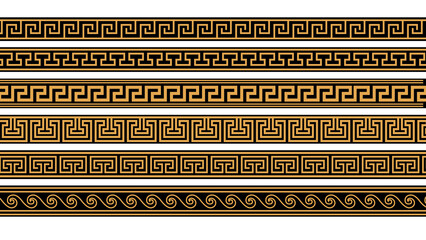 Seamless Greek classic ornament
and pattern for border and frame vector set