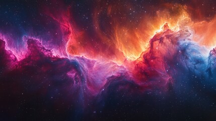 Fototapeta premium Aurora Nebula: Celestial Dreams in Orange and Blue