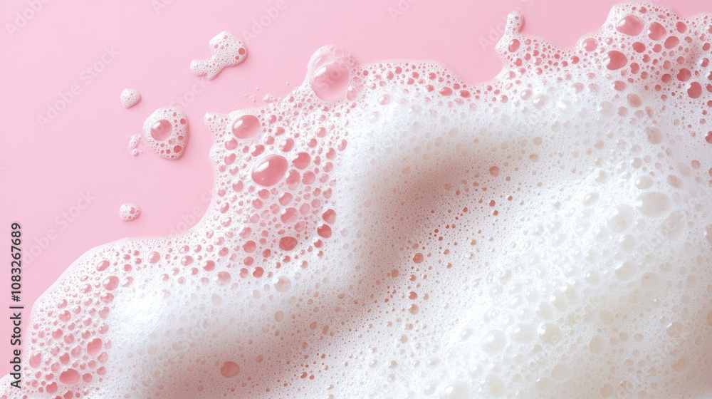Aufkleber soft white foam with bubbles on pink background creating a calming and serene atmosphere suitable fo