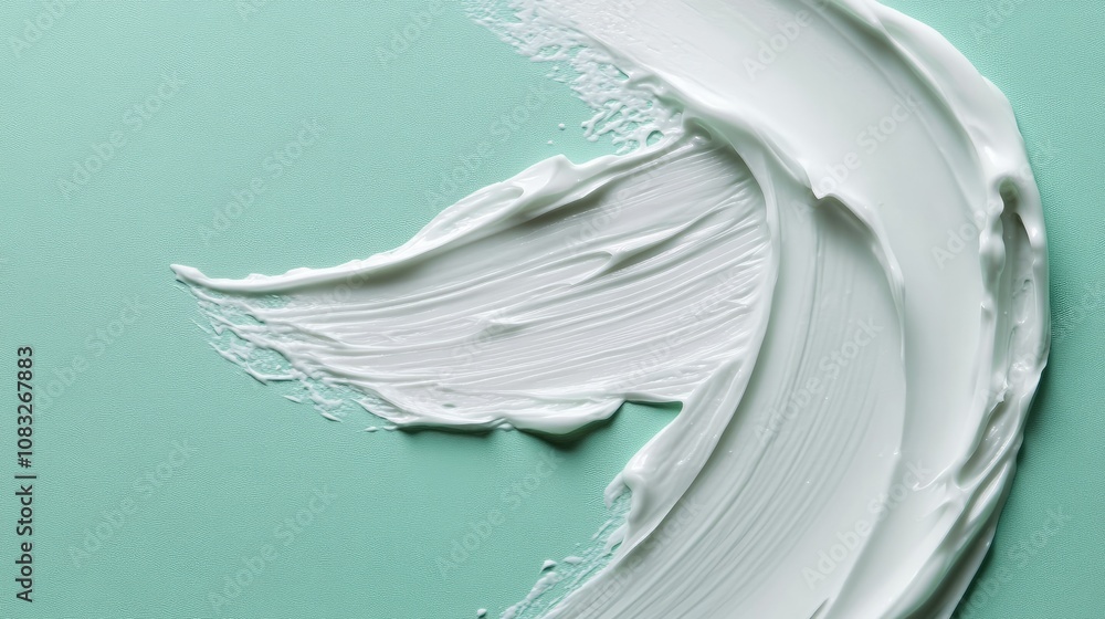 Poster soft white paint stroke on smooth aqua background creating an elegant artistic texture for creative 