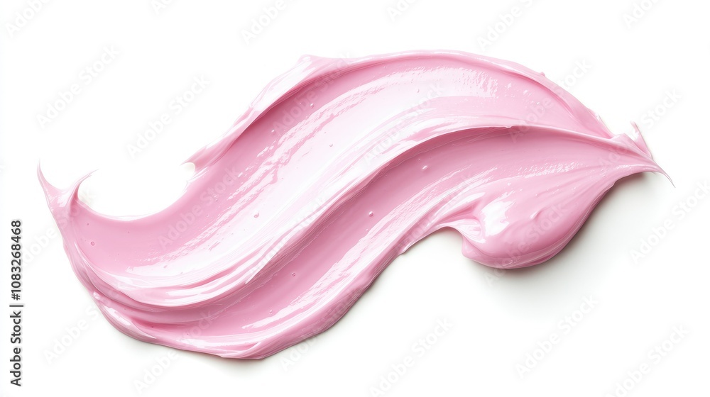 Poster smooth flowing pink paint stroke on white background for creative and artistic projects in various d