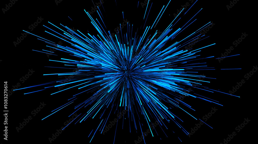 Aufkleber colorful blue explosion of light across a dark background creating dynamic visual effects