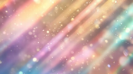 Obraz premium Subtle multicolored holographic background with a soft dust overlay, light prisms and rainbow gradients creating a vintage film look,