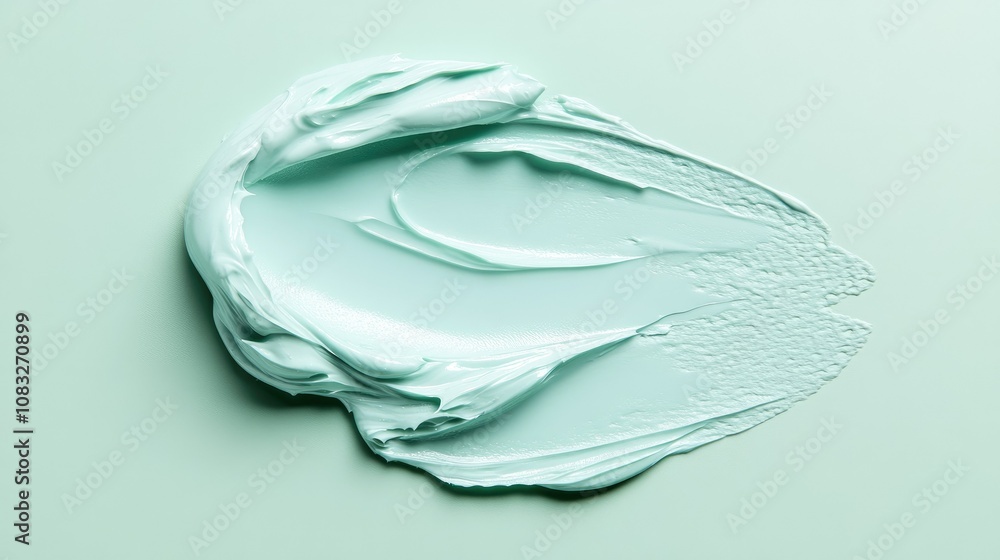 Poster light mint green paint spread on soft background with smooth texture and artistic application for cr