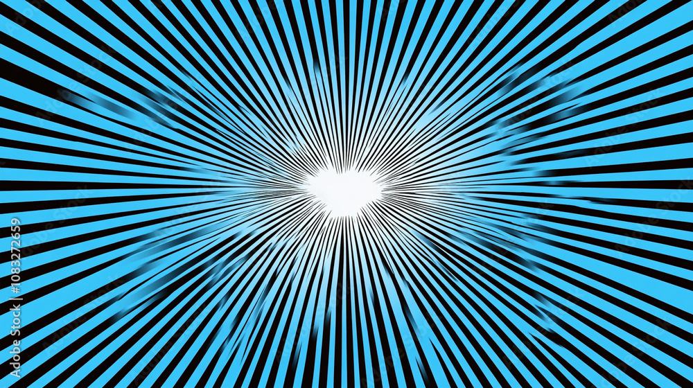 Aufkleber bright blue radial lines burst outward in a dynamic pattern with a central glow