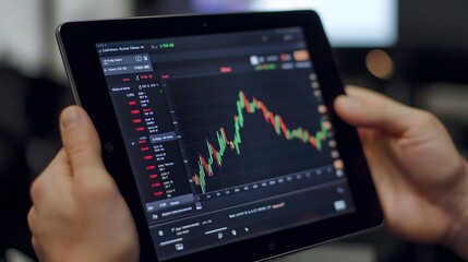 Analyzing data on a tablet device.