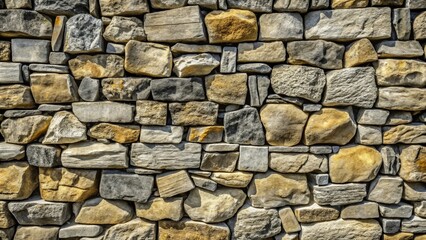 Obraz premium A rugged stone wall with a mixture of rough and smooth stones, showcasing the artistry of nature's building blocks.