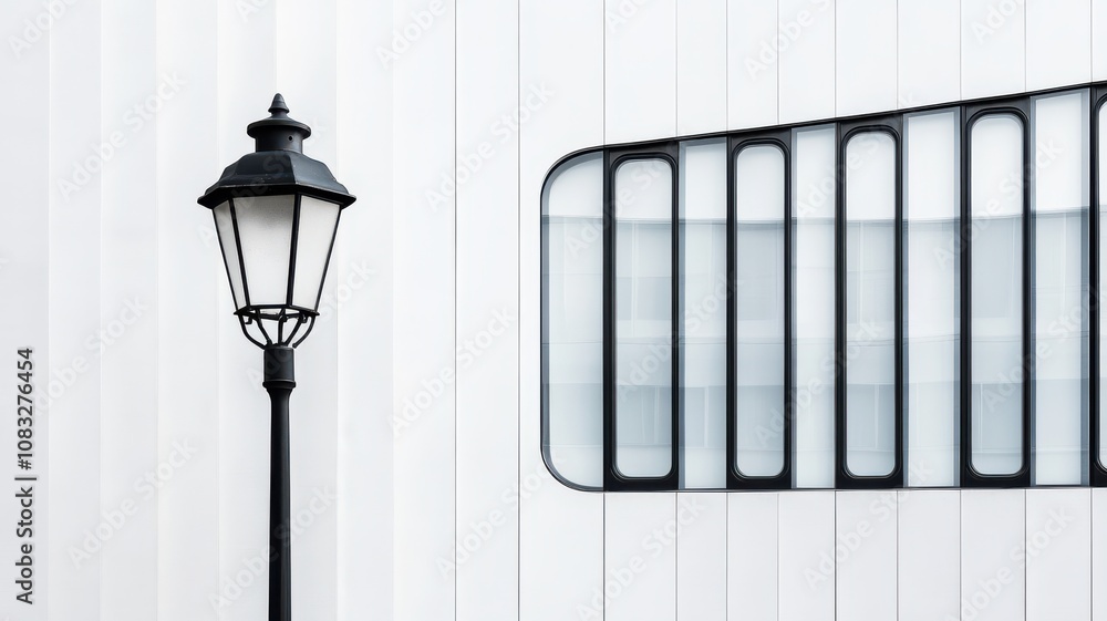 Poster modern architectural elements featuring a lantern and window.