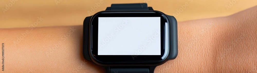 Poster modern smartwatch displaying a blank screen on a wrist.