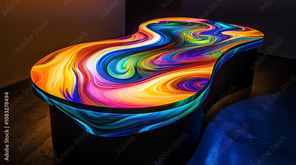 Poster a colorful table with a rainbow pattern