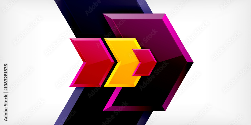 Poster vector 3d arrow techno design template