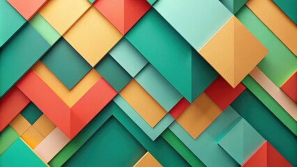 Abstract Geometric Pattern in Vibrant Hues of Teal, Orange, and Red