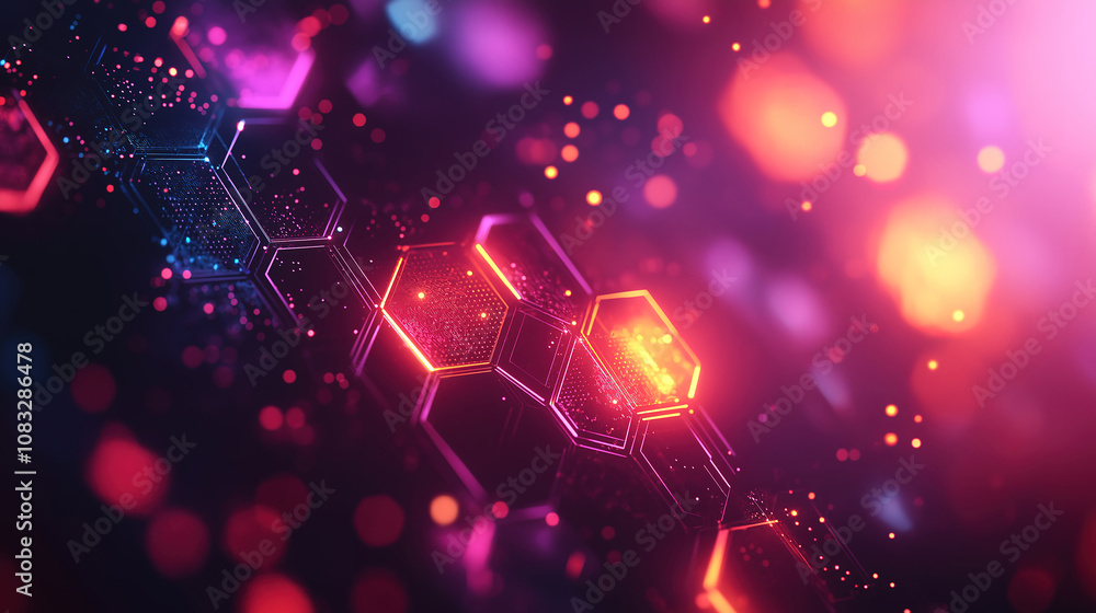 Poster healthcare pattern and medical science innovation using abstract hexagonal shapes in background