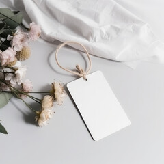 Hangtag mockups, Hanging label tag mockup, favor tag mockup, wedding favor tag mockup, swing tag mockup - A versatile template for showcasing your branding and design ideas in various industries