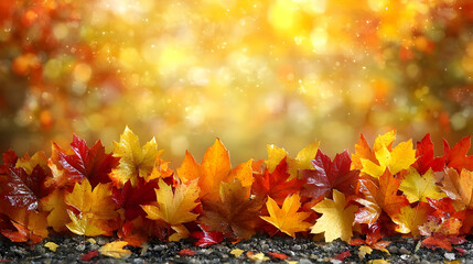 Autumn Leaves Background - Golden Bokeh