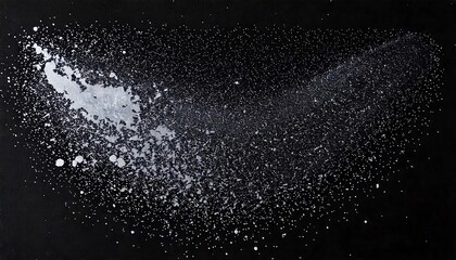 Obraz premium 黒い背景に広がるシルバーの飛沫 黒 背景 シルバー 飛沫 インク ダイナミック 粒子 デザイン アート スプラッシュ 抽象 美術 テクスチャ 光沢 高級感 表現力 創造性 革新性 モダン 洗練